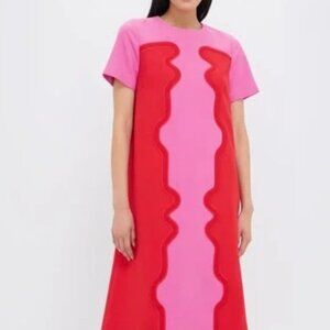 TUCKERNUCK Poppy and Hot Pink Placed Embroidery James Dress S